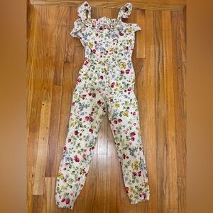 Ralph Lauren Floral Print Jumpsuit in Cream with Red & Yellow Accents
